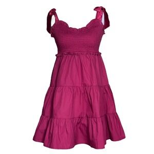 Altar'd State Brodie Tiered Mini Dress XS EUC Red Holiday Party Festive Boho